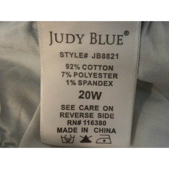 Judy Blue Jeans 20W Blue Denim Mid Rise Distressed‎ Thrash Hem Skinny JB8821 - Picture 10 of 15